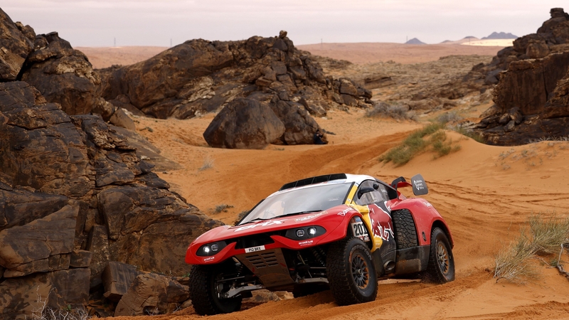 Sebastien Loeb and Belgian co-driver Fabian Lurquin during stage 4 around Ha'il in Saudi Arabia