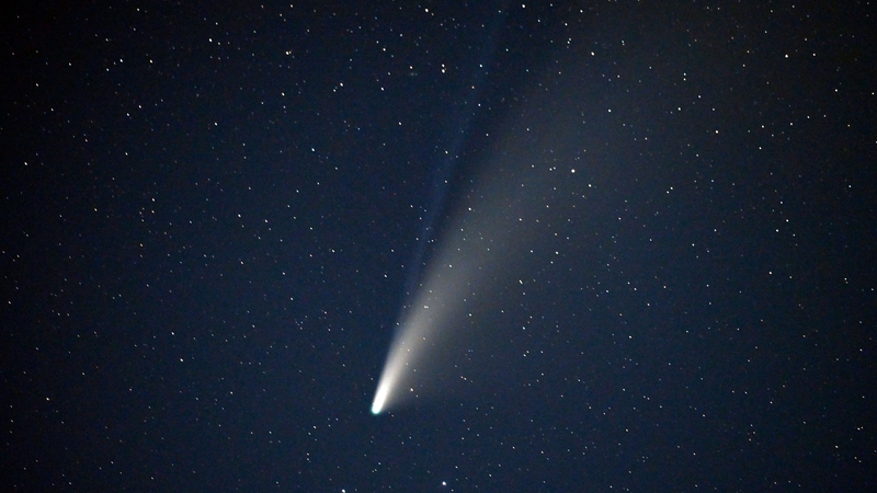 The last comet visible to the naked eye was NEOWISE or C/2020 F3, seen here in the sky above Goldfield, Nevada, in 2020