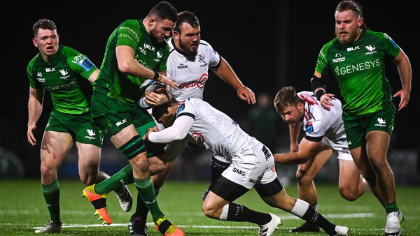 Josh Murphy of Connacht is tackled by Cameron Wright