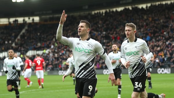 James Collins was one of two Irish players on target for Derby County