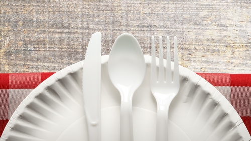 It is estimated that each person uses 18 single-use plastic plates and 37 single-use plastic items of cutlery each year in England (stock image)