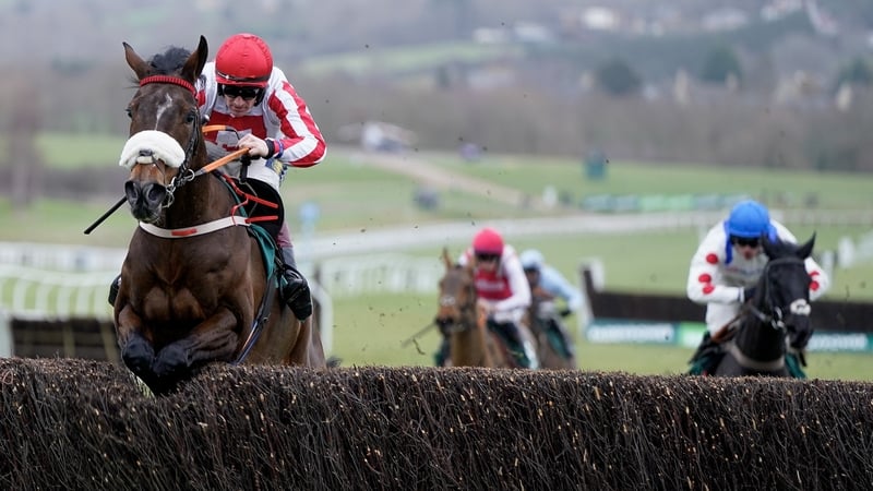 Sam Twiston-Davies riding The Real Whacker clear at the last to win The Paddy Power Novices' Chase at Cheltenham on New Year's Day