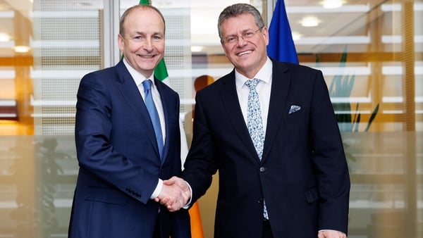 Micheál Martin met Maroš Šefčovič in Brussels for talks on the Northern Ireland Protocol