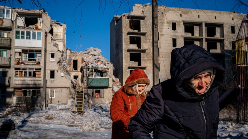 Chasiv Yar, Eastern Ukraine, has been hit by Russian artillery as Ukrainian military say the battle for Soledar is not over