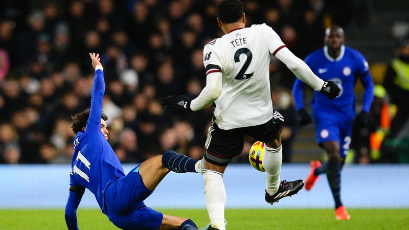 Joao Felix (L) was sent off for a high tackle on Fulham defender Kenny Tete