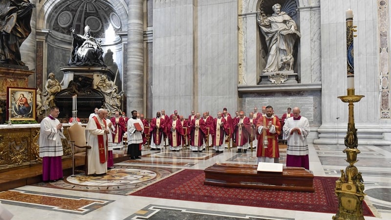 Pope Francis presides over the rites of Ultima Commendatio and Valedictio during the funeral of Cardinal George Pell