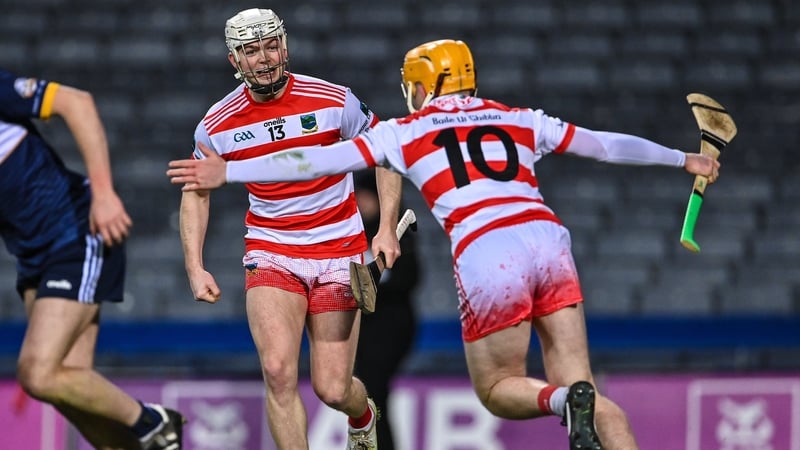 Ballygiblin's Darragh Flynn (10) celebrates his goal with team-mate Cathail O'Mahony