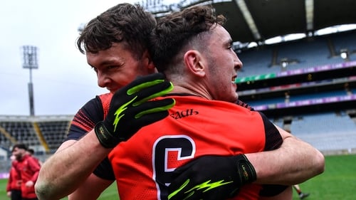 Brothers David, left, and Paudie Clifford, celebrate at the full-time whistle