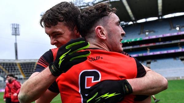 Brothers David, left, and Paudie Clifford, celebrate at the full-time whistle