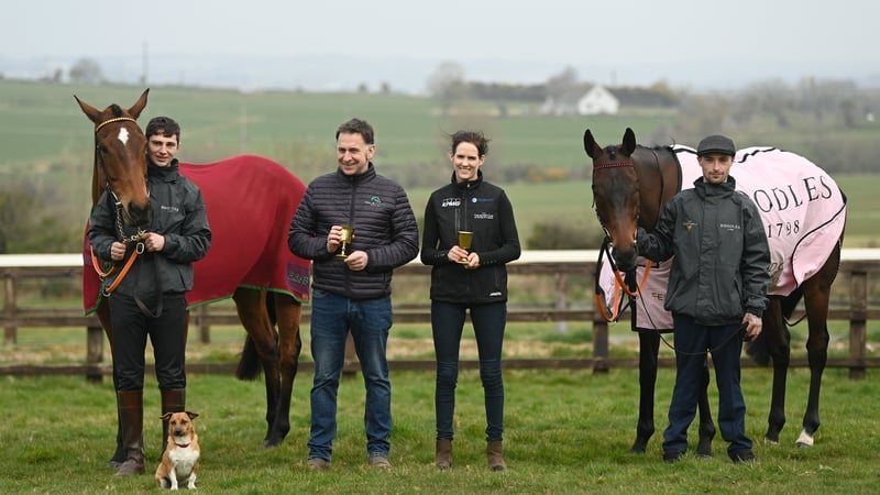 Henry de Bromhead and jockey Rachael Blackmore with Minella Indo and A Plus Tard