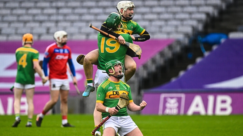 Dunloy players celebrate after edging out St Thomas' of Galway in the All-Ireland semi-final on 18 December