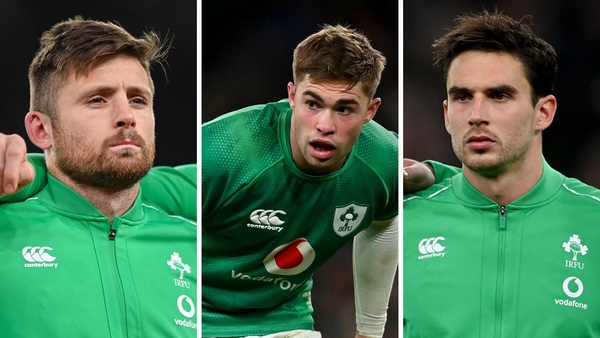 Ross Byrne (L) and Jack Crowey (C) have been selected over Joey Carbery (R)