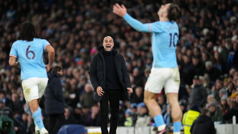 Pep Guardiola reacts during the Premier League defeat of Tottenham Hotspur
