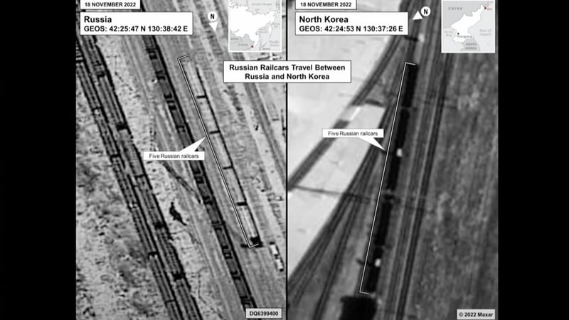 A screengrab captured from a video shows the White House released images of a shipment of weapons from North Korea to the Wagner Group on 20 January 2023 (Pic: White House handout0