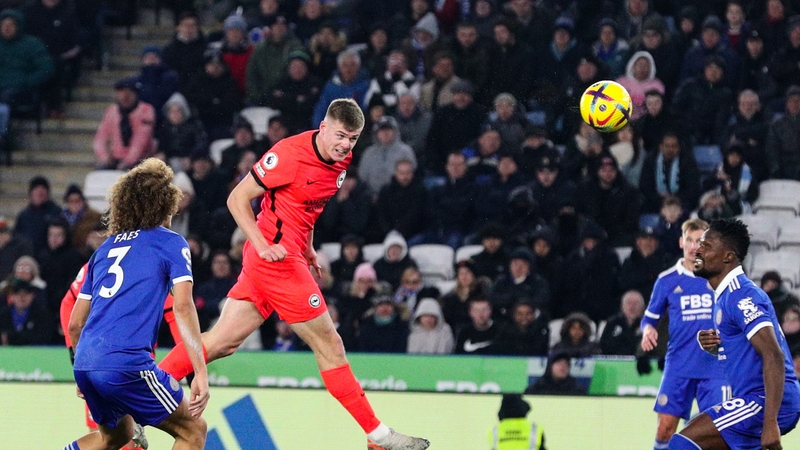 Evan Ferguson powerfully heads home late on