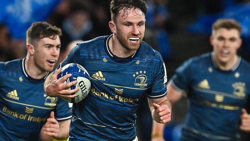 Hugo Keenan scored two tries in Leinster's win over Racing 92