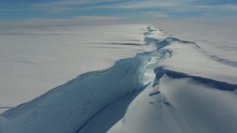 The iceberg, measuring 1,550sq/km, detached from the 150m-thick Brunt Ice Shelf (Image: British Antarctic Survey)