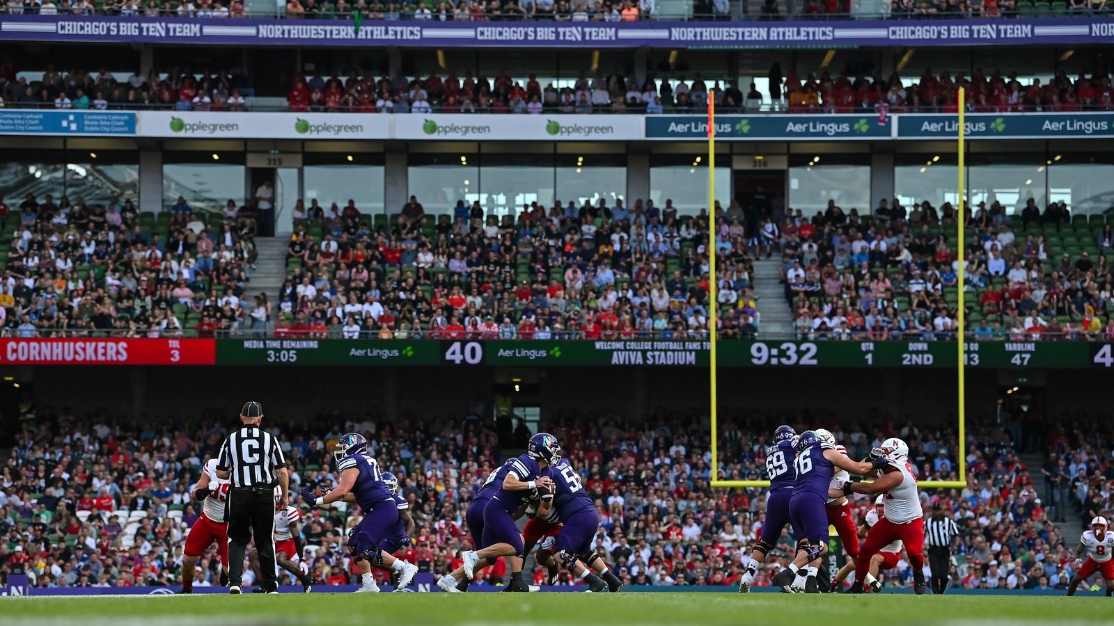 The action during the Aer Lingus College Football Classic 2022 match at Aviva Stadium