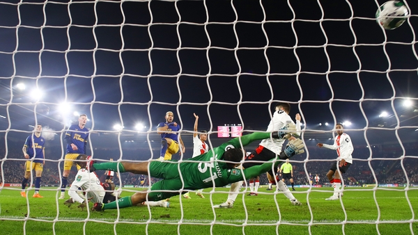 Joelinton scores the only goal of the game past Republic of Ireland and Southampton keeper Gavin Bazunu