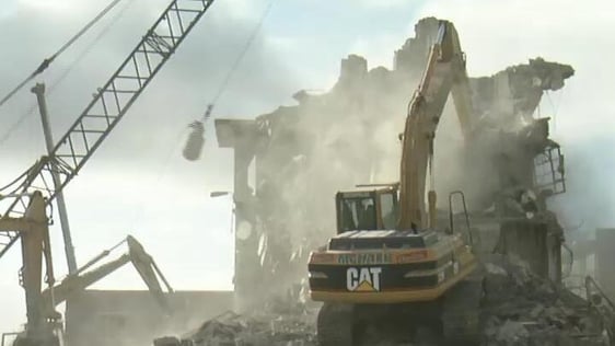 Demolition of the last of the Sheriff Street flats in Dublin, 1998.