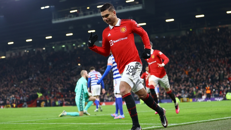 Casemiro scores the first of his two goals against Reading at Old Trafford