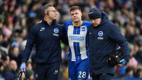 Evan Ferguson departs the pitch after sustaining the injury