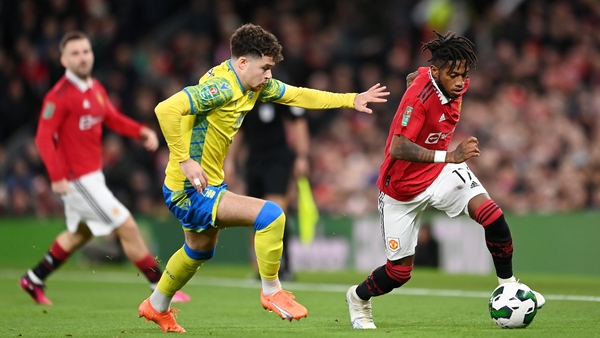 Fred of Manchester United is challenged by Neco Williams of Nottingham Forest