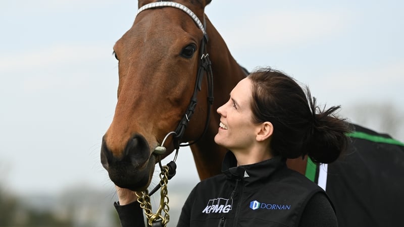 Jockey Rachael Blackmore with winner of the Champion Hurdle Honeysuckle last March