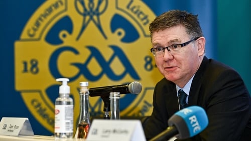 GAA Ard Stiúrthóir Tom Ryan speaking at Croke Park today