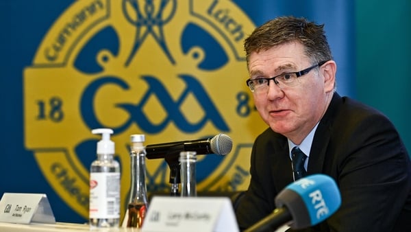GAA Ard Stiúrthóir Tom Ryan speaking at Croke Park today