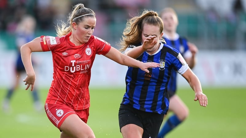 Shelbourne's Jessie Stapleton (L) in action against Muireann Devaney of Athlone Town during last season's FAI Cup final