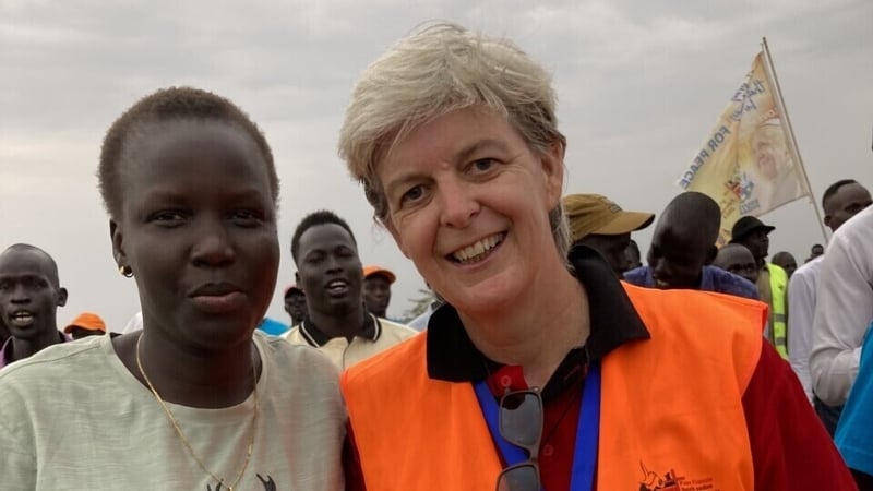 Sr Orla Treacy led a group of around 60 young people on a nine-day walking pilgrimage to see Pope Francis in Juba