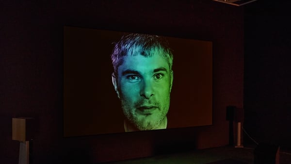 'Why be an artist?' (after Noel Sheridan and Leigh Hobba), 2022, exhibition install, Film Still by Oisin Byrne with Gary Farrelly, NCAD Gallery (Pic: Denis Mortell)
