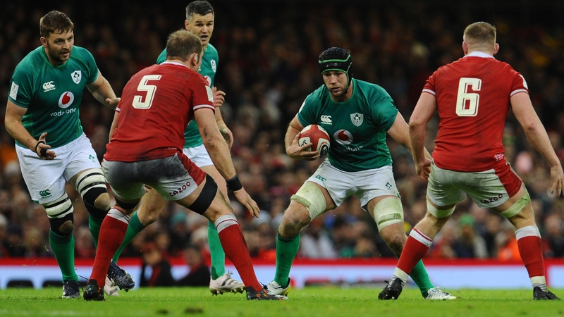 Caelan Doris attempts to breach the Wales defence