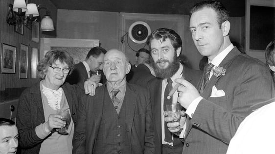 From left to right, Irish republicans Kathleen Behan and Stephen Behan with The Dubliners vocalist …