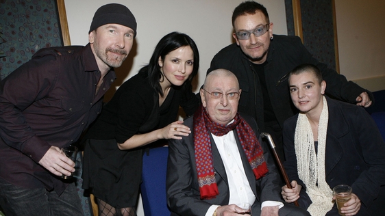 'The Late Late Show' Ronnie Drew tribute, 2008. The Edge, Andrea Corr, Ronnie Drew, Bono and Sinéad…