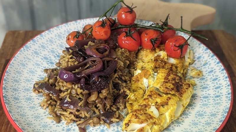 "Mujadarra, the rice, lentil and onion dish, is a staple in our house."