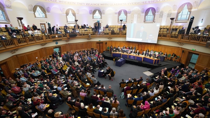 Members of the Church of England's Synod, gather at the General Synod of the Church of England, at Church House in central London