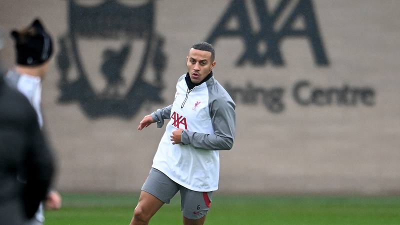 Thiago could be absent from the Liverpool midfield on Monday evening