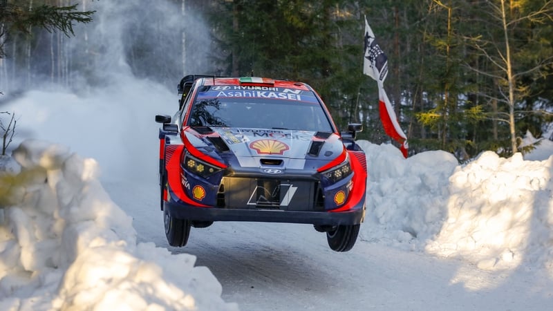 Craig Breen in action on the second day of Rally Sweden