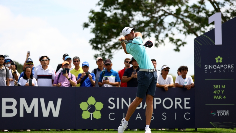 Tom McKibbin tees off from the first hole at the Laguna National GC