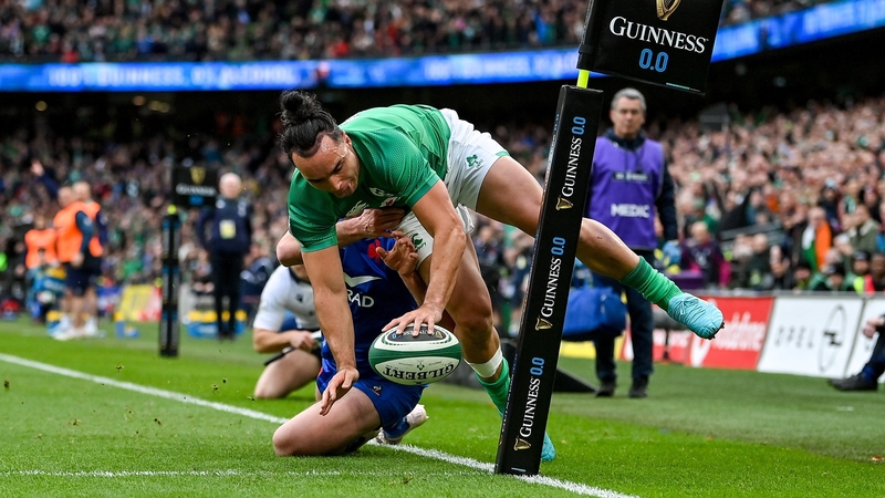 Lowe's foot went into touch prior to scoring his try against France