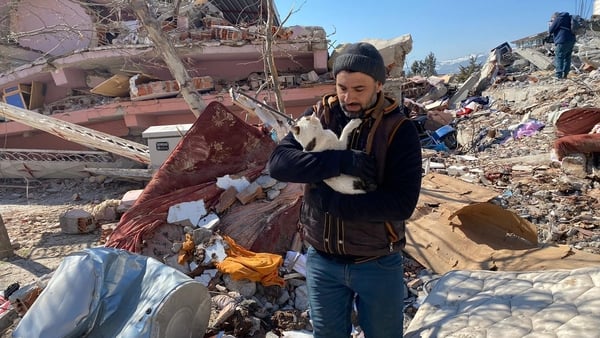 Syrian refugee Ali in the quake-hit town of Nurdağı in southern Turkey