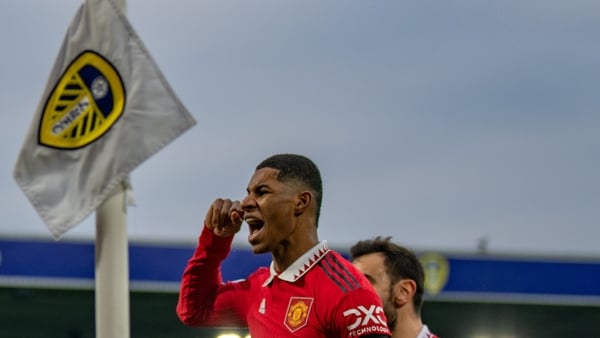 In-form Rashford headed in the first of Man United's two late goals