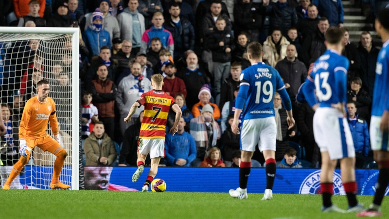 Partick's Scott Tiffoney is allowed to walk the ball into the net to make it 2-2