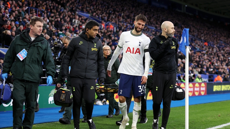 Rodrigo Bentancur leaving the field at the King Power Stadium