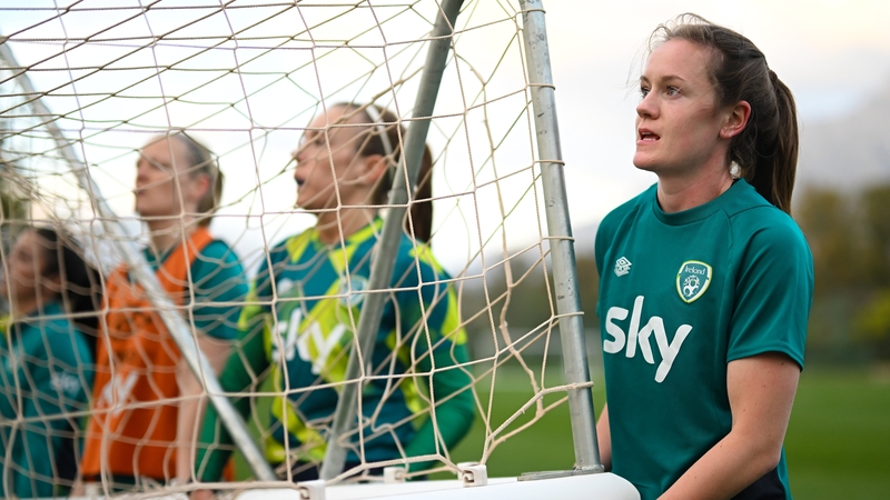 Heather Payne (R) mucks in during training at Dama de Noche Football Center in Marbella