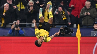 Karim Adeyemi celebrates his goal for Dortmund