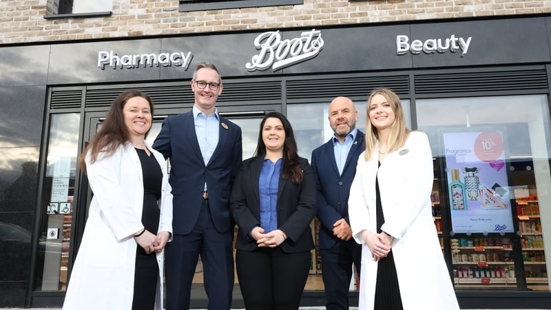 Stephen Watkins, Managing Director of Boots Ireland with Joe Scallan, Head of Stores Boots Ireland and colleagues from the newly opened Boots Store in Harold's Cross, Sarah Gaffney, Yasmin Kirby and Meadhbh Honohan