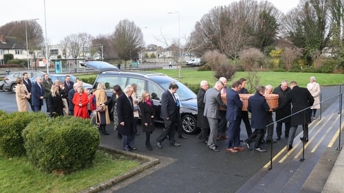 The coffin of Deirdre Purcell being carried into Our Lady of Victories Church, Ballymun Road (Pic:RollingNews)